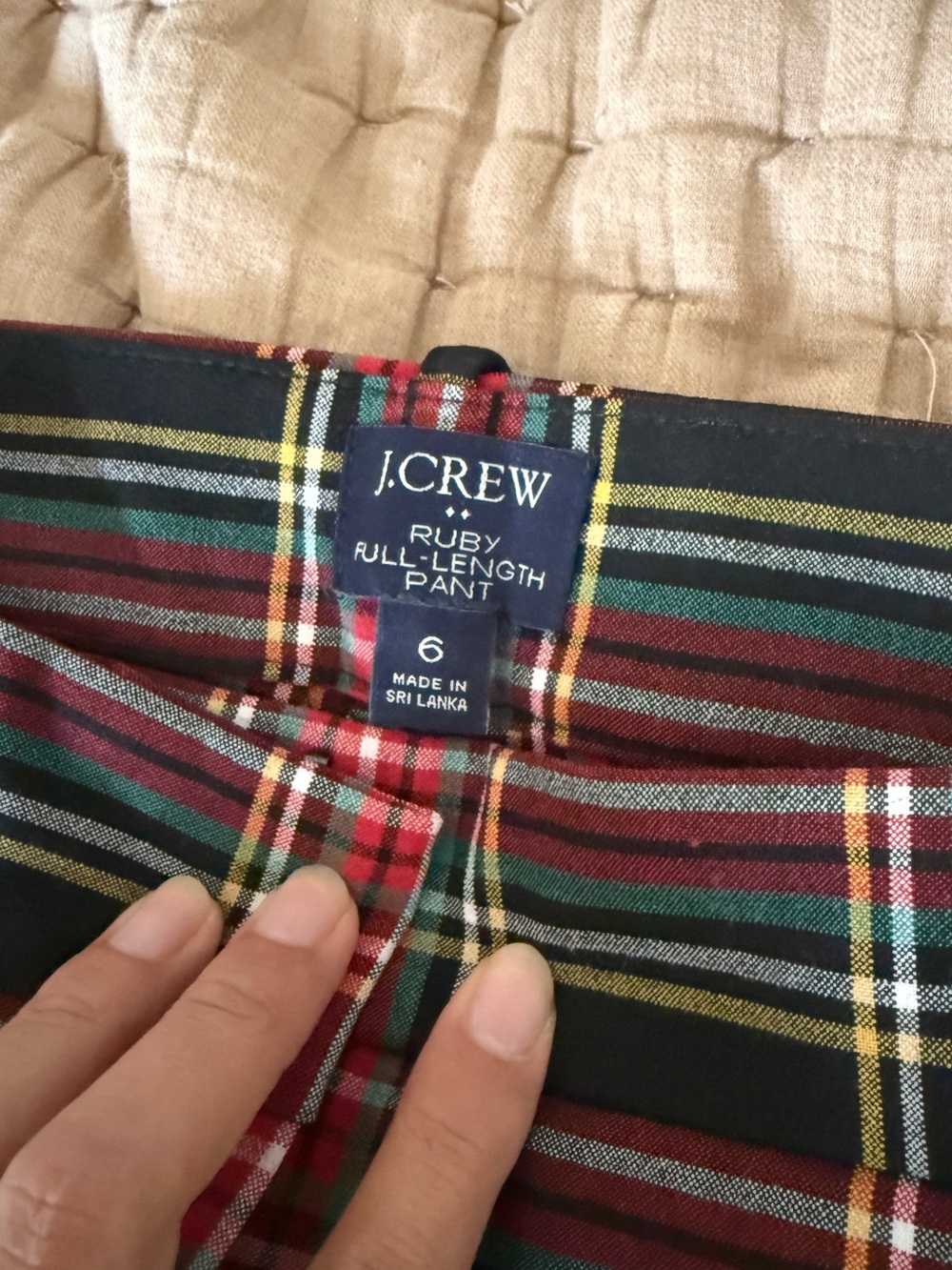 J. Crew Black Tartan Plaid Straight-Leg Pants - Picture 2 of 3